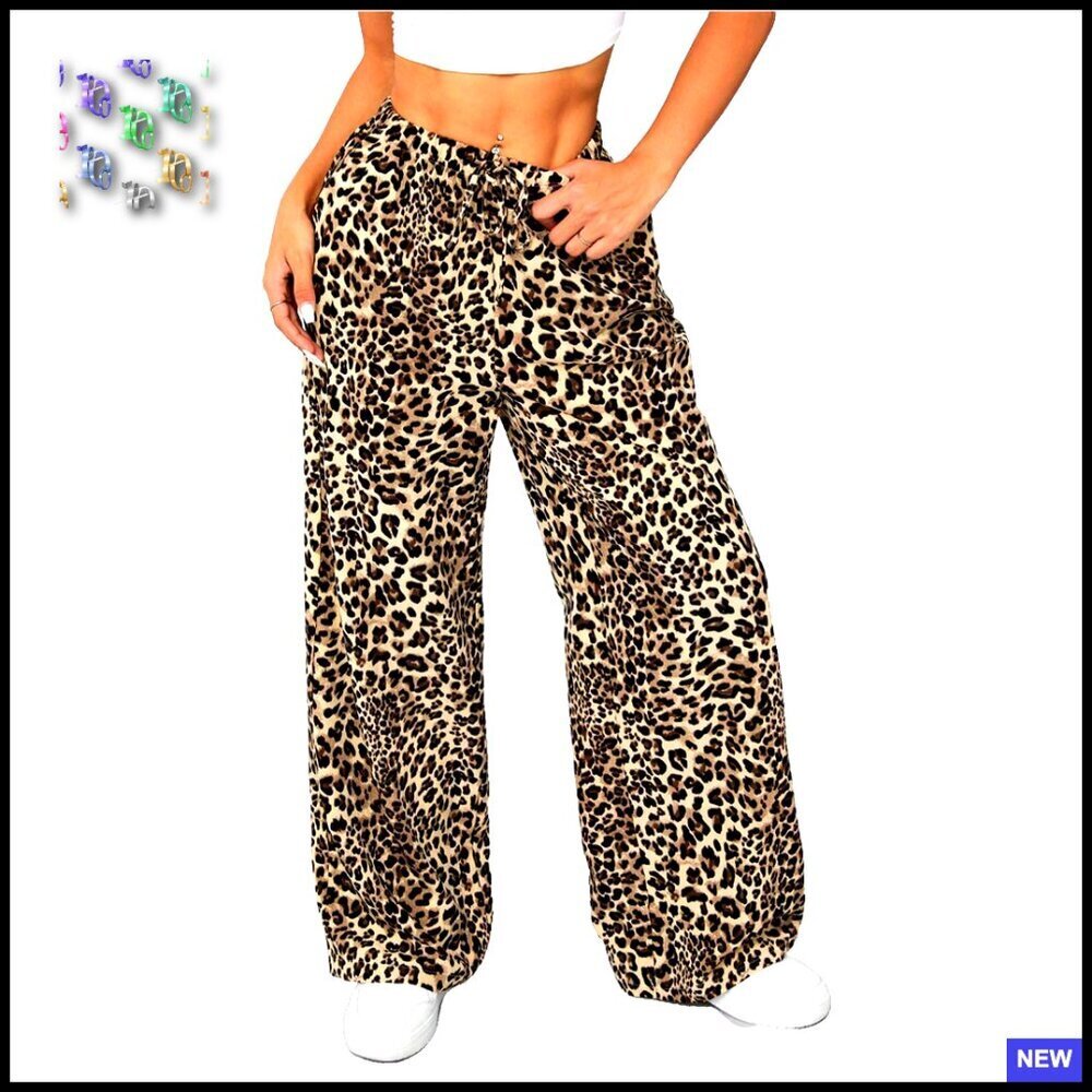 Wide Leg Palazzo Pants Drawstring Waist Casual Summer Trousers Chic Retro